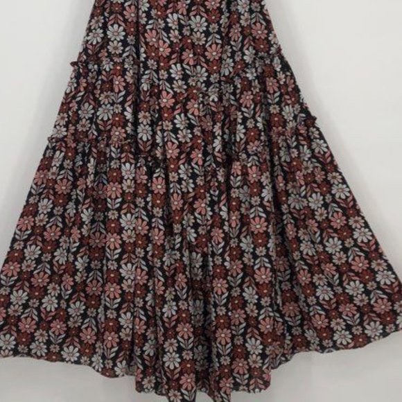 NWT [Ryegrass] Black Flowered Daisy One Shoulder Long Dress - Women's Size 12 - Picture 9 of 16